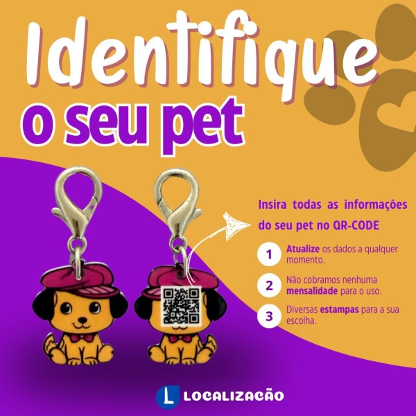 TAG de identificação LOCALIZACÃO para animais de estimação